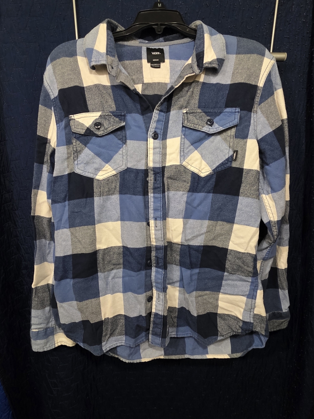 Vans Men’s Blue Plaid Button-Up Shirt Jacket
